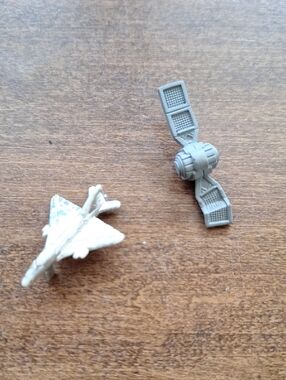 Space Miniature Toy Jet and Satellite Pieces - Beige & Gray